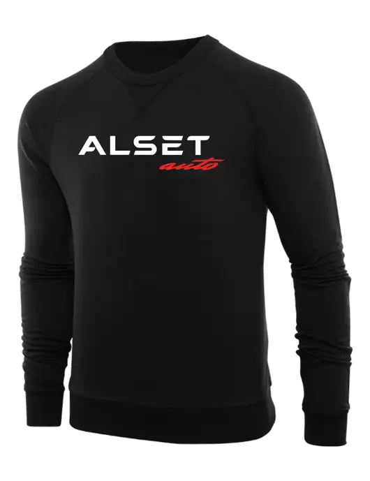 Allmade Deep Black Organic French Terry Crewneck Sweatshirt w/Alset Auto Logo