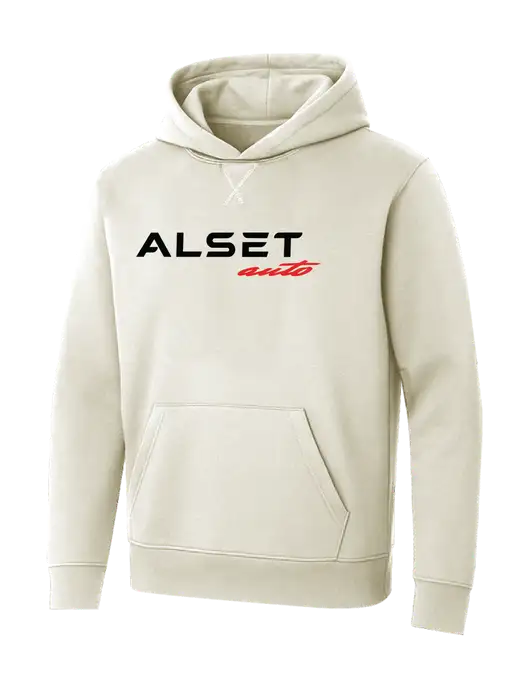Allmade White Sand Organic French Terry Pullover Hoodie w/Alset Auto Logo