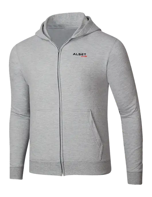 Light Grey Heather 8.5 oz Ring Spun Zip Hooded Sweatshirt w/Alset Auto Logo