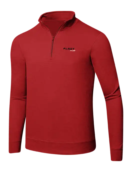 Bright Red 8.5 oz Ring Spun 1/4 Zip Pullover Sweatshirt w/Alset Auto Logo