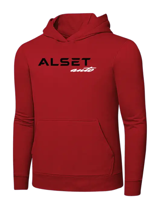Bright Red 8.5 oz Ring Spun Hooded Sweatshirt w/Alset Auto Logo