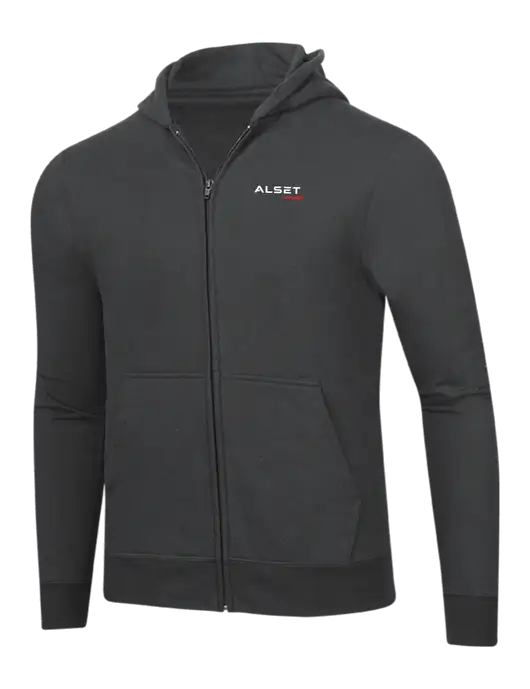 Charcoal 8.5 oz Ring Spun Zip Hooded Sweatshirt w/Alset Auto Logo