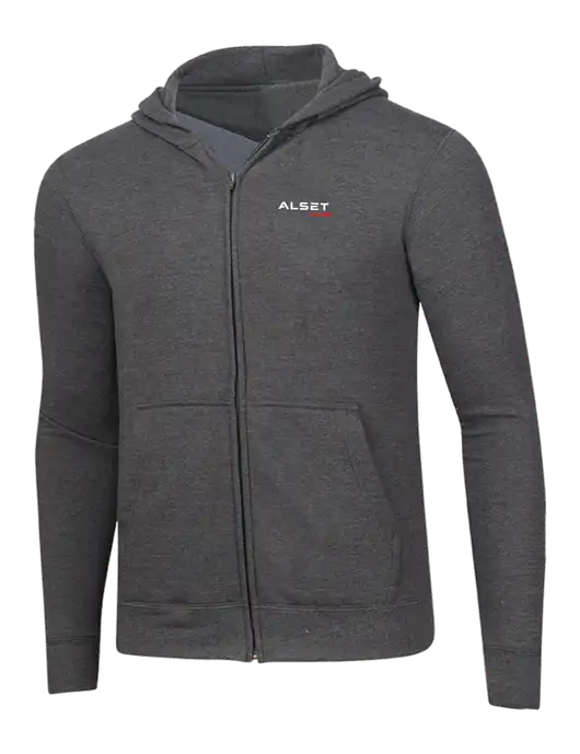 Dark Heather Grey 8.5 oz Ring Spun Zip Hooded Sweatshirt w/Alset Auto Logo