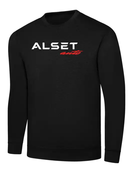 Black 7.8 oz Ring Spun Crew Sweatshirt w/Alset Auto Logo