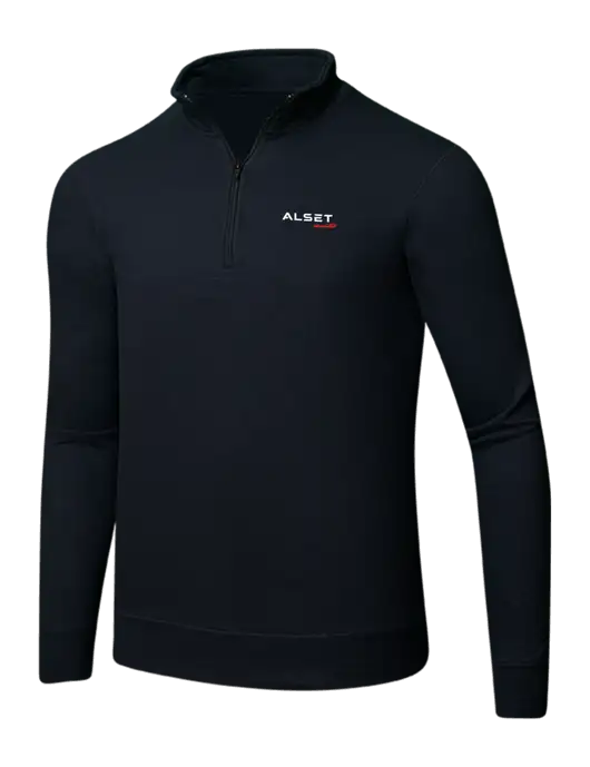 Jet Black 8.5 oz Ring Spun 1/4 Zip Pullover Sweatshirt w/Alset Auto Logo