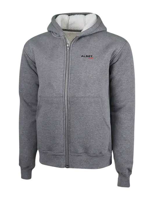 Cornerstone Grey Heather Heavyweight Sherpa Lined Hooded Fleece Jacket w/Alset Auto Logo