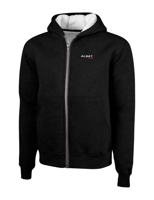 Cornerstone Black Heavyweight Sherpa Lined Hooded Fleece Jacket w/Alset Auto Logo