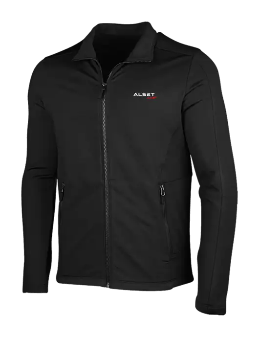 Deep Black Grid Fleece Jacket w/Alset Auto Logo