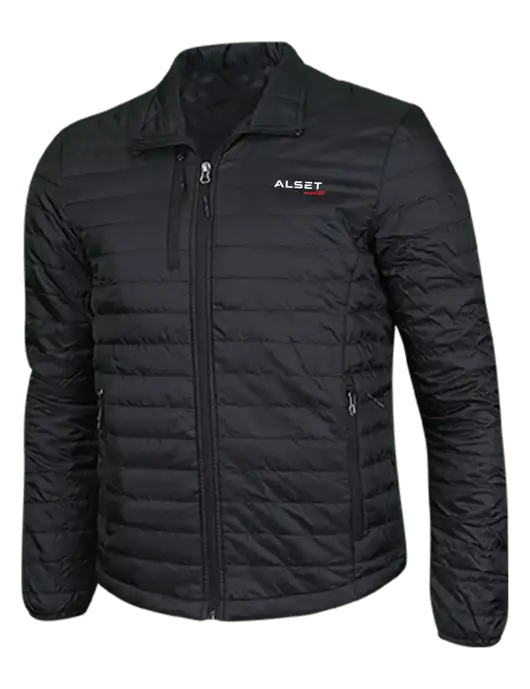 Deep Black Puffy Packable Jacket w/Alset Auto Logo