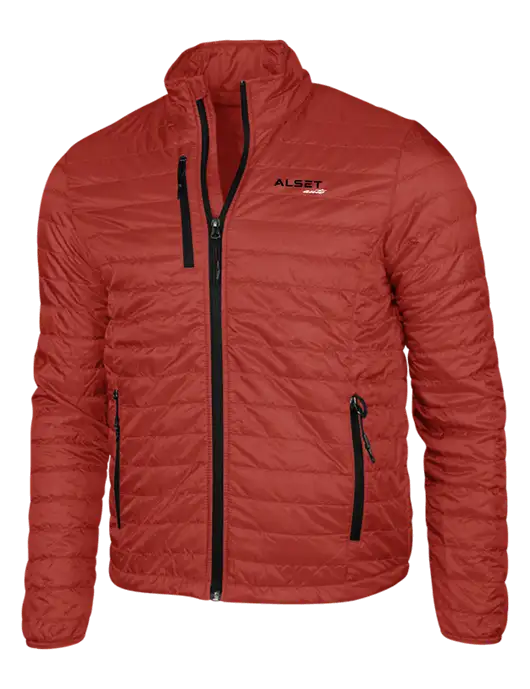Dark Red Puffy Packable Jacket w/Alset Auto Logo
