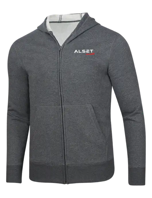 Full-Zip Dark Grey Heather Heavyweight Hooded Sweatshirt w/Alset Auto Logo