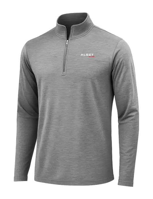 Dark Grey Heather Posicharge Tri-Blend Wicking 1/4 Zip Pullover w/Alset Auto Logo
