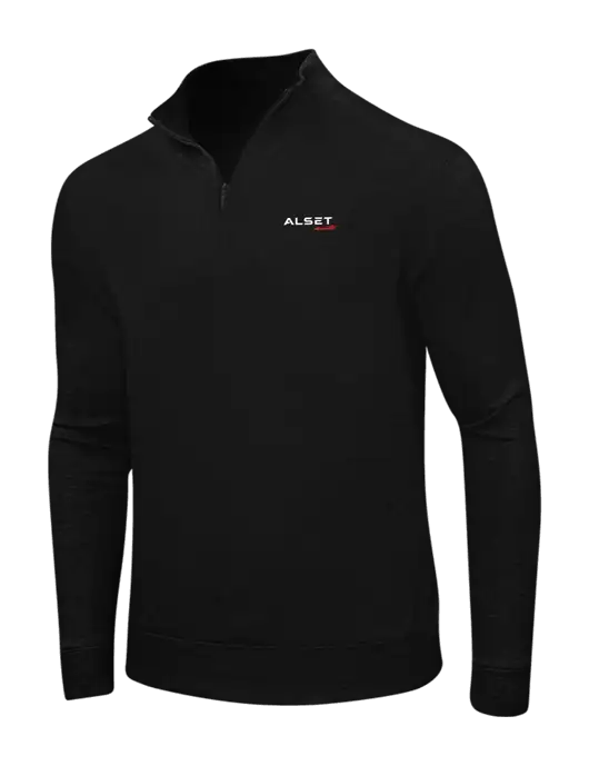 Deep Black/Charcoal Heather Interlock 1/4 Zip w/Alset Auto Logo