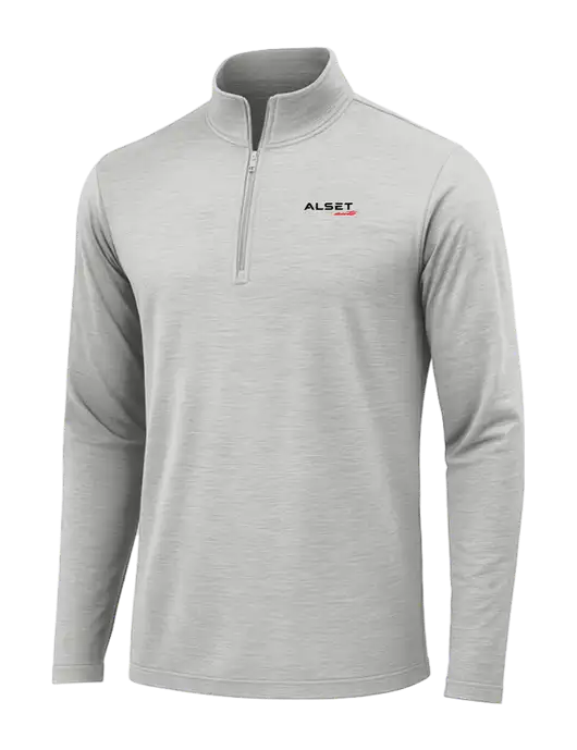 Light Grey Heather Posicharge Tri-Blend Wicking 1/4 Zip Pullover w/Alset Auto Logo
