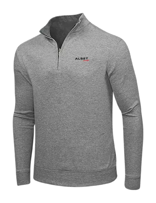 Medium Heather Grey/Charcoal Heather Interlock 1/4 Zip w/Alset Auto Logo