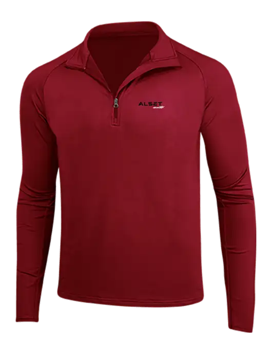 Red Sport Wick Stretch 1/4 Zip Pullover w/Alset Auto Logo