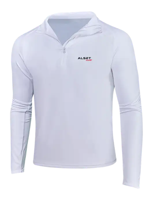 White Sport Wick Stretch 1/4 Zip Pullover w/Alset Auto Logo
