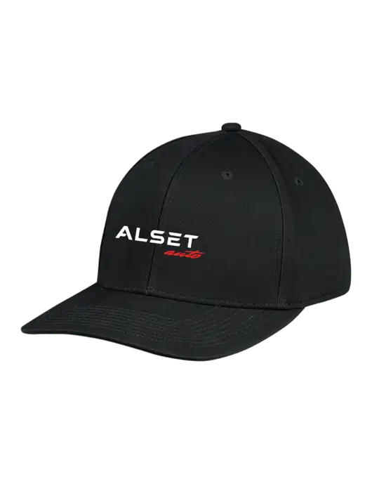 Premium Modern Structured Twill Black Snapback Cap w/Alset Auto Logo
