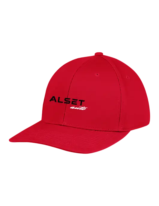 Premium Modern Structured Twill Red Snapback Cap w/Alset Auto Logo