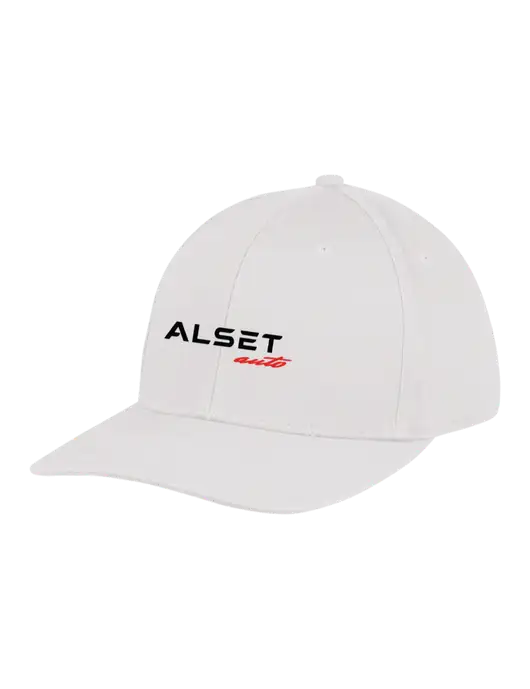 Premium Modern Structured Twill White Snapback Cap w/Alset Auto Logo