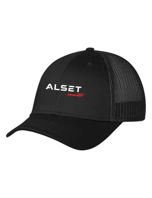 Black Mesh Trucker Cap Snap Back w/Alset Auto Logo