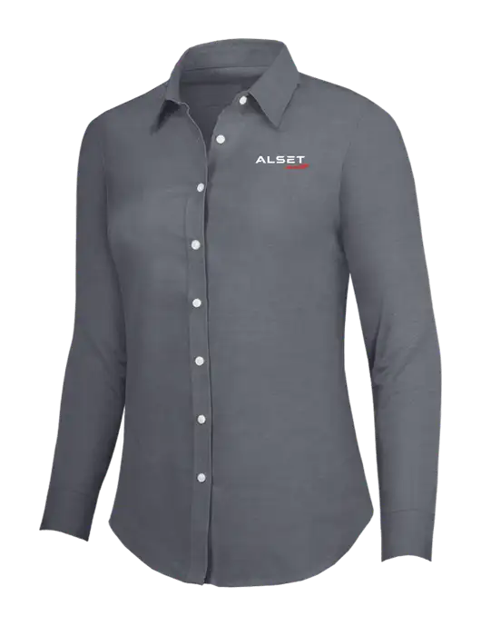 Dark Grey Womens SuperPro Oxford Shirt w/Alset Auto Logo