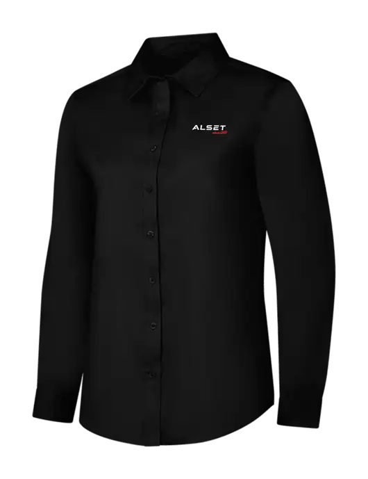 Womens Black Long Sleeve Superpro React Twill Shirt w/Alset Auto Logo