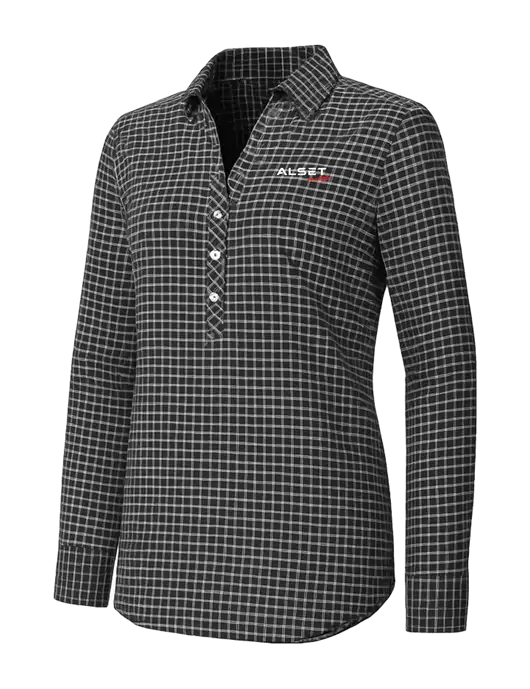 Womens Dark Grey/White City Stretch Shirt w/Alset Auto Logo