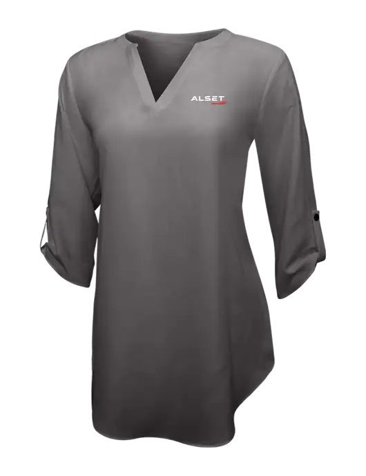Dark Grey Womens 3/4 Sleeve Tunic Blouse w/Alset Auto Logo