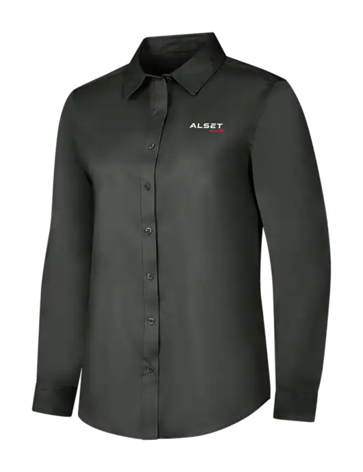 Dark Grey Womens Long Sleeve Superpro React Twill Shirt w/Alset Auto Logo