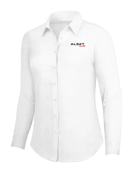 White Womens SuperPro Oxford Shirt w/Alset Auto Logo