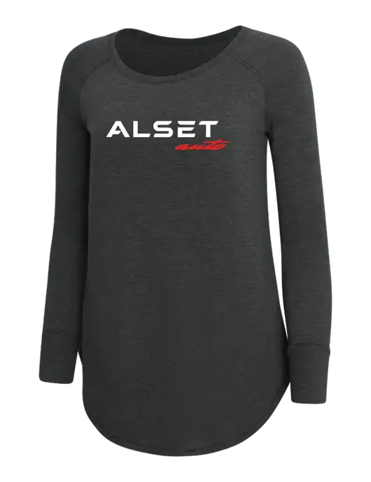 Womens Perfect Wide Collar Tunic Tri-Blend Black Frost 4.5 oz T-Shirt w/Alset Auto Logo