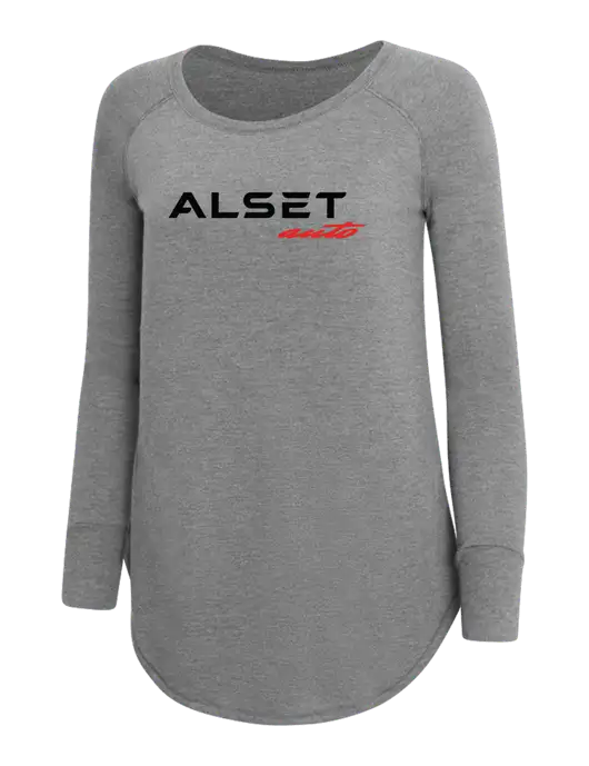 Womens Perfect Wide Collar Tunic Tri-Blend Grey Frost 4.5 oz T-Shirt w/Alset Auto Logo