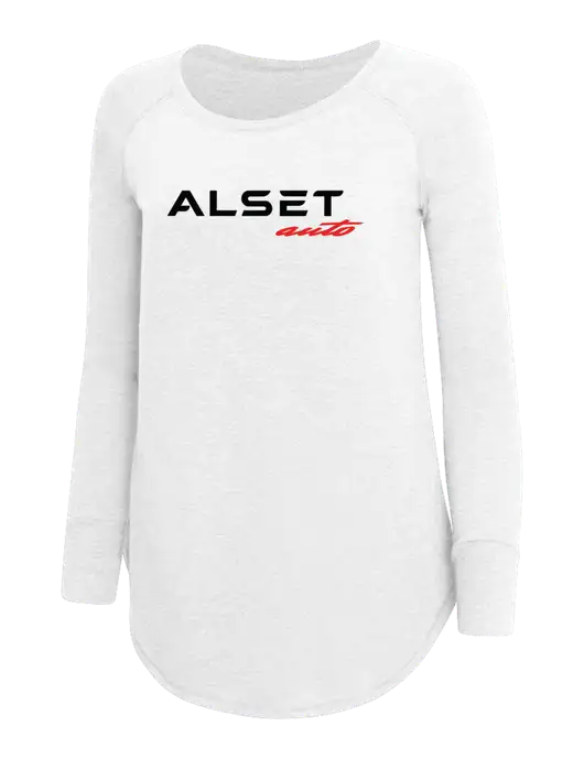Womens Perfect Wide Collar Tunic Tri-Blend White 4.5 oz T-Shirt w/Alset Auto Logo