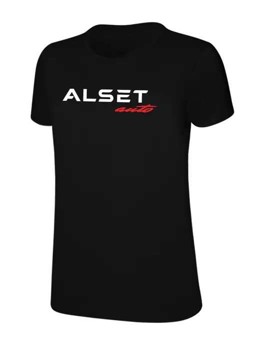 Womens Ring Spun Jet Black 4.5 oz T-Shirt w/Alset Auto Logo