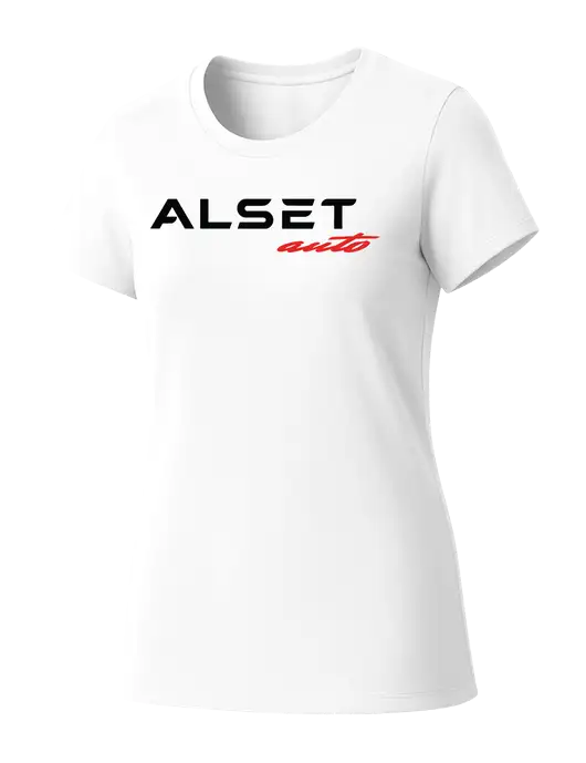 Womens Seriously Soft White T-Shirt w/Alset Auto Logo