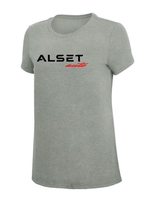 Womens Simply Soft Grey Frost 4.5oz  Poly/Combed Ring Spun Cotton T-Shirt w/Alset Auto Logo