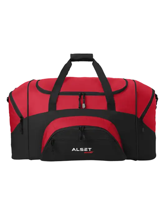 Standard Colorblock Red/Black Sport Duffel w/Alset Auto Logo