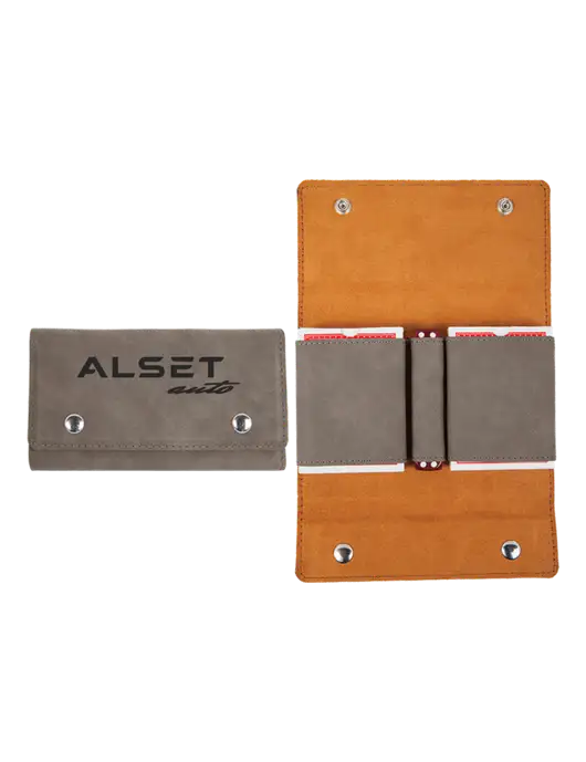 Grey Leatherette Card & Dice Set w/Alset Auto Logo