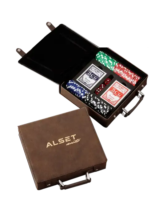 Rustic Leatherette 100 Chip Poker Set w/Alset Auto Logo