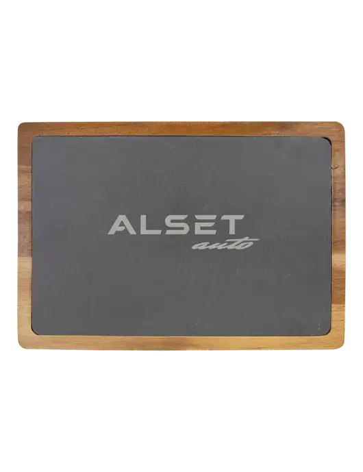 Acacia Wood/Slate Cutting Board, 13 x 9 w/Alset Auto Logo