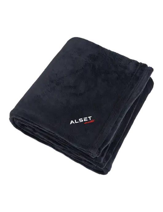Oversized Deep Black Ultra Plush Blanket w/Alset Auto Logo