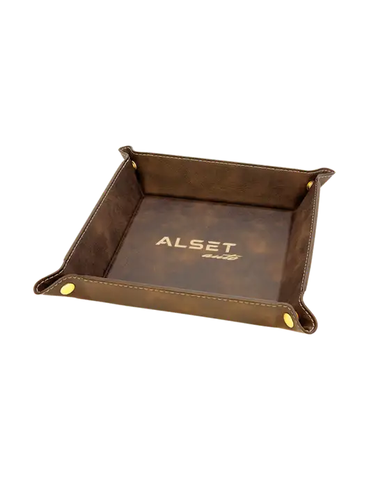 Rustic Leatherette Valet Tray, 6 x 6 w/Alset Auto Logo