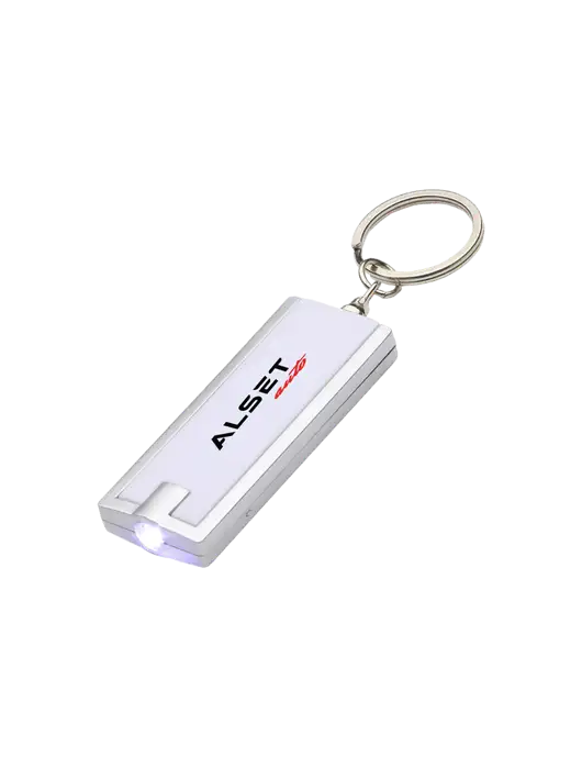 Simple Touch White LED Keychain w/Alset Auto Logo