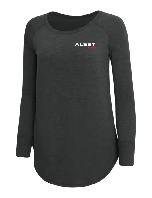 Womens Perfect Wide Collar Tunic Tri-Blend Black Frost 4.5 oz T-Shirt w/Alset Auto Logo