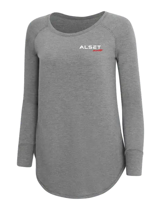 Womens Perfect Wide Collar Tunic Tri-Blend Grey Frost 4.5 oz T-Shirt w/Alset Auto Logo