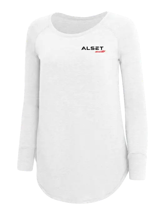 Womens Perfect Wide Collar Tunic Tri-Blend White 4.5 oz T-Shirt w/Alset Auto Logo