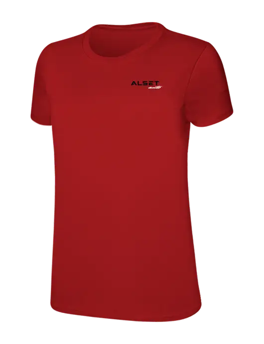 Womens Ring Spun Bright Red 4.5 oz T-Shirt w/Alset Auto Logo
