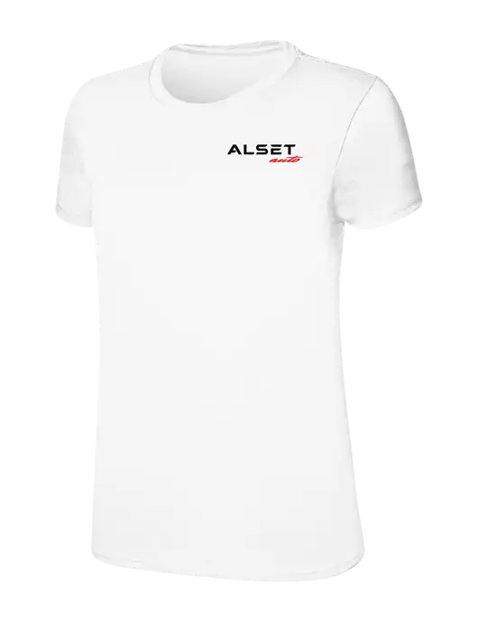 Womens Ring Spun White 4.5 oz T-Shirt w/Alset Auto Logo