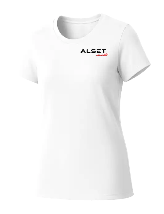 Womens Seriously Soft White T-Shirt w/Alset Auto Logo